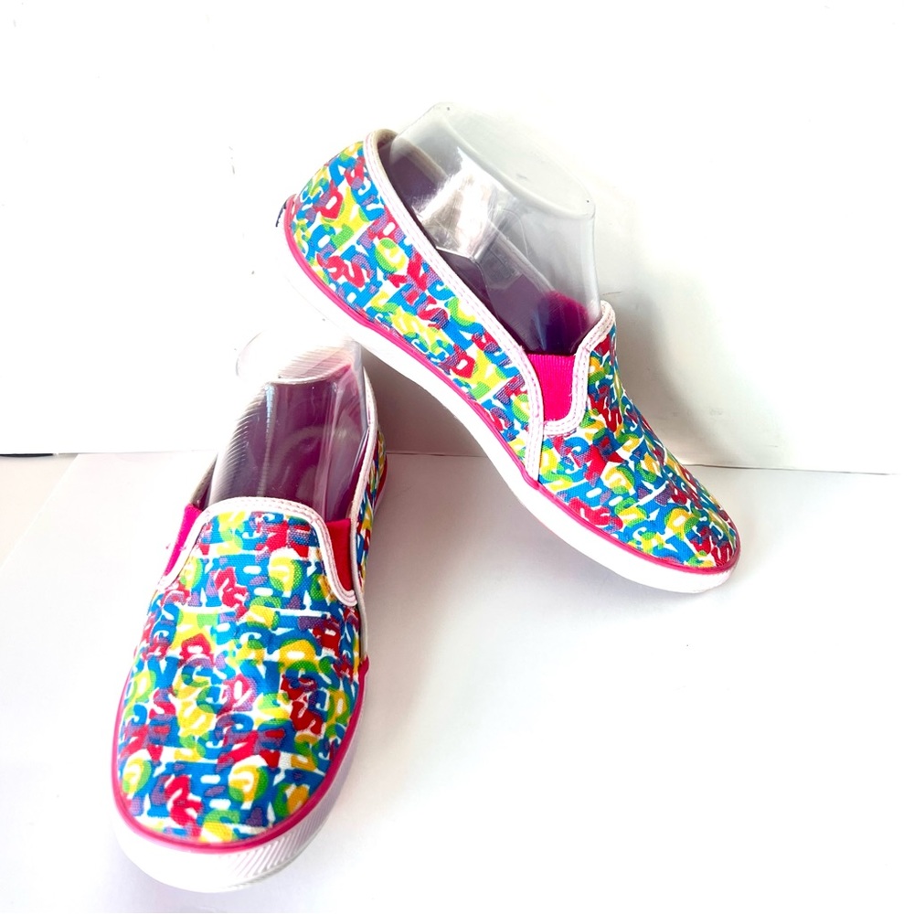 KEDS Colorful Scrambled Letter Canvas Slip On Sneakers—SZ. 7